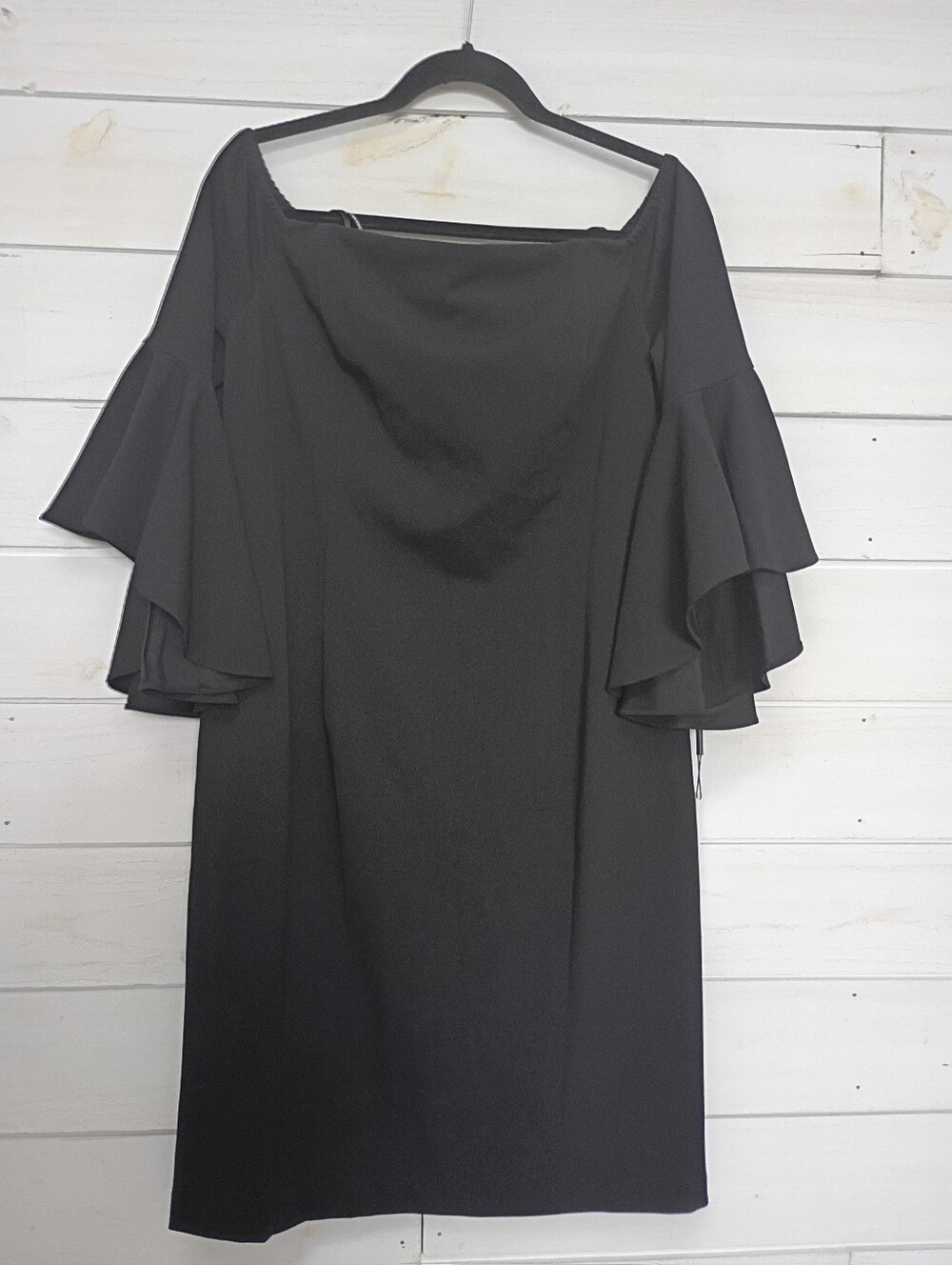 Calvin Klein Black Off the-Shoulder Sheath Dress | Size 14